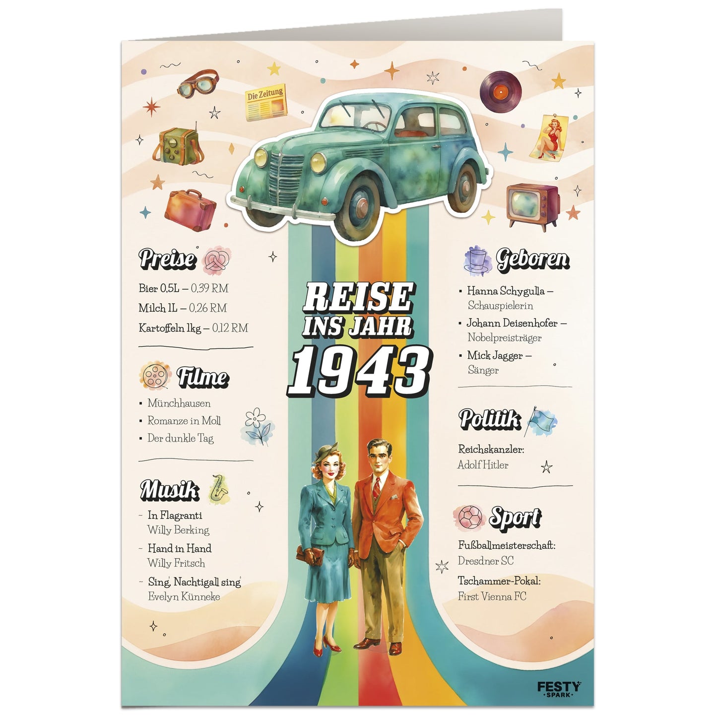 Geburtstagskarte zum 83. Geburtstag – Jahrgang 1943