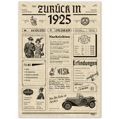 Geburtstagskarte zum 101. Geburtstag 1925 – Geschenk für Frauen und Männer