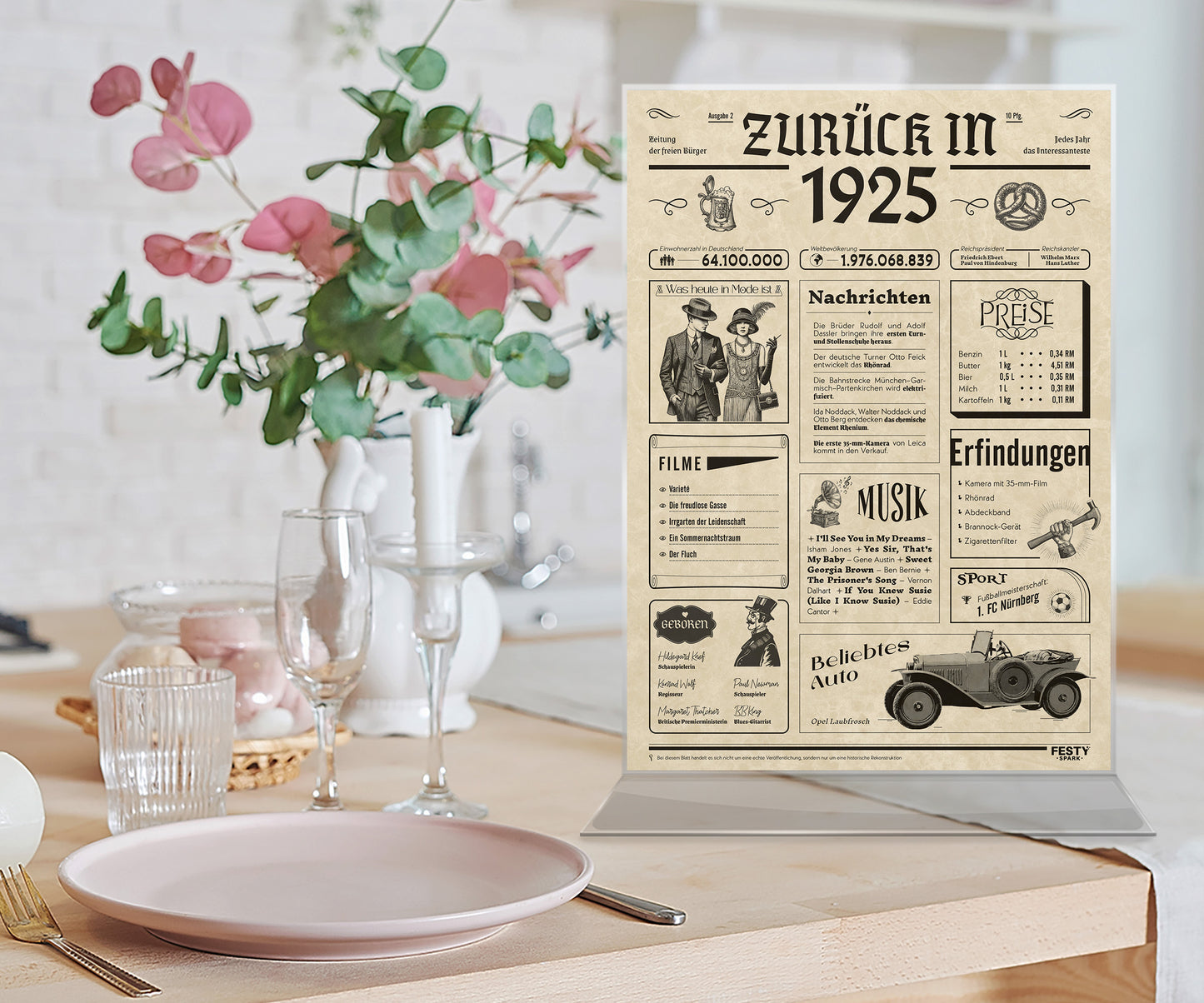 Geburtstagskarte zum 101. Geburtstag 1925 – Geschenk für Frauen und Männer