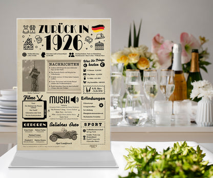 Geburtstagskarte zum 100. Geburtstag 1926 – Geschenk für Frauen und Männer
