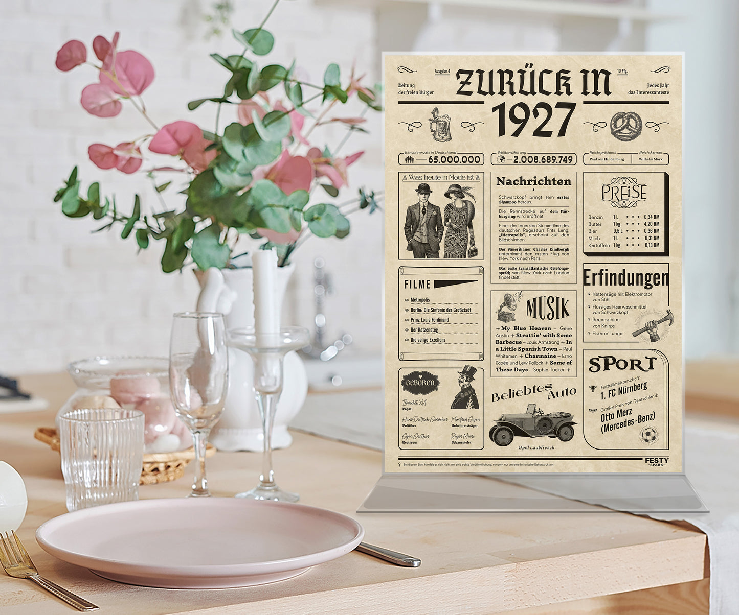 Geburtstagskarte zum 99. Geburtstag 1927 – Geschenk für Frauen und Männer