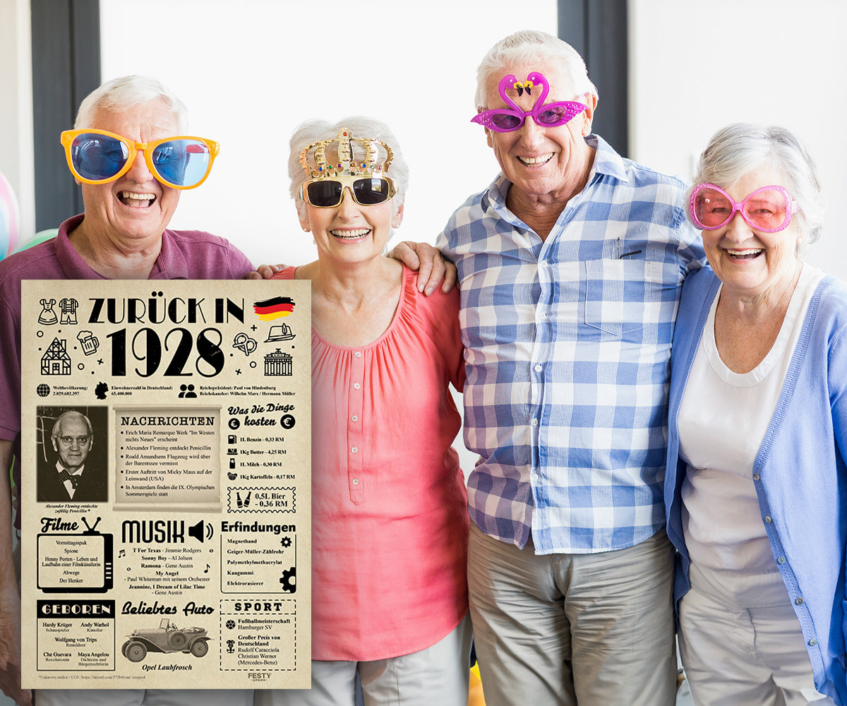 Geburtstagskarte zum 98. Geburtstag 1928 – Geschenk für Frauen und Männer