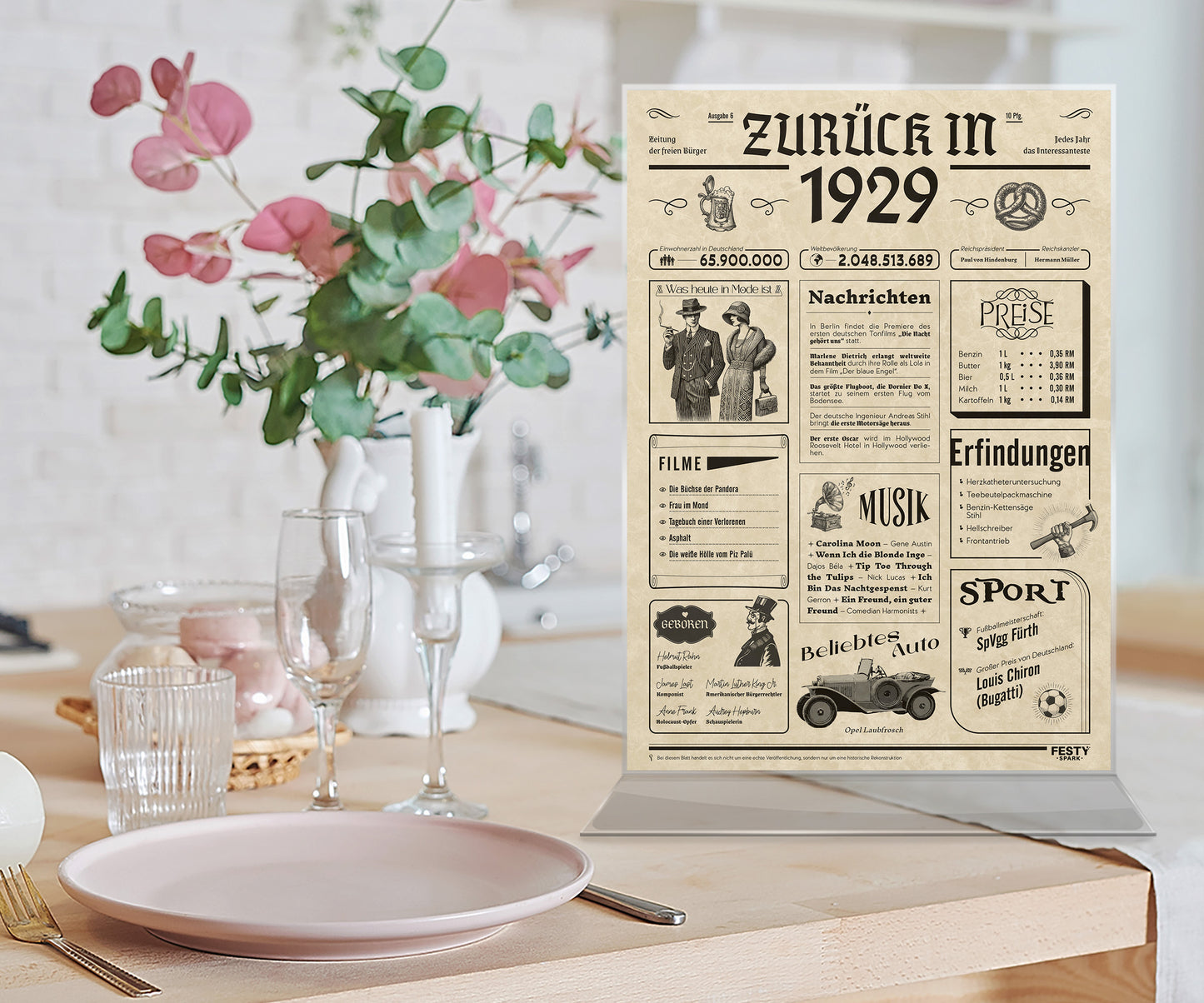 Geburtstagskarte zum 97. Geburtstag 1929 – Geschenk für Frauen und Männer