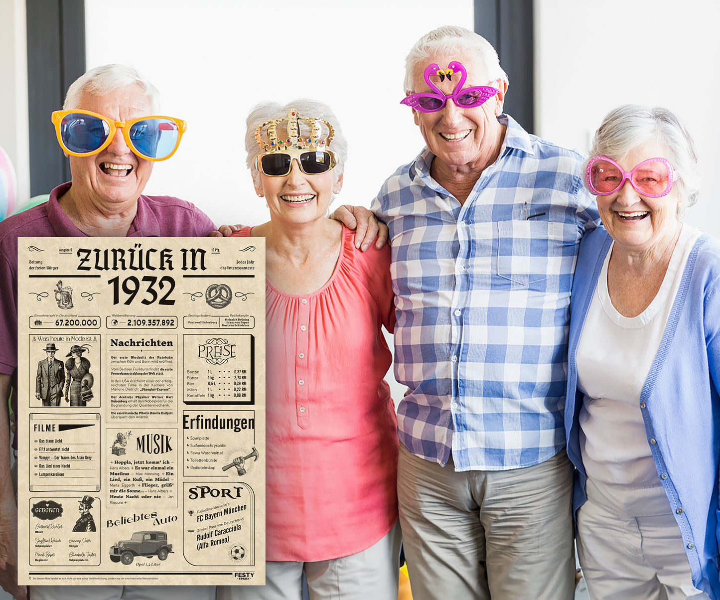Geburtstagskarte zum 94. Geburtstag 1932 – Geschenk für Frauen und Männer