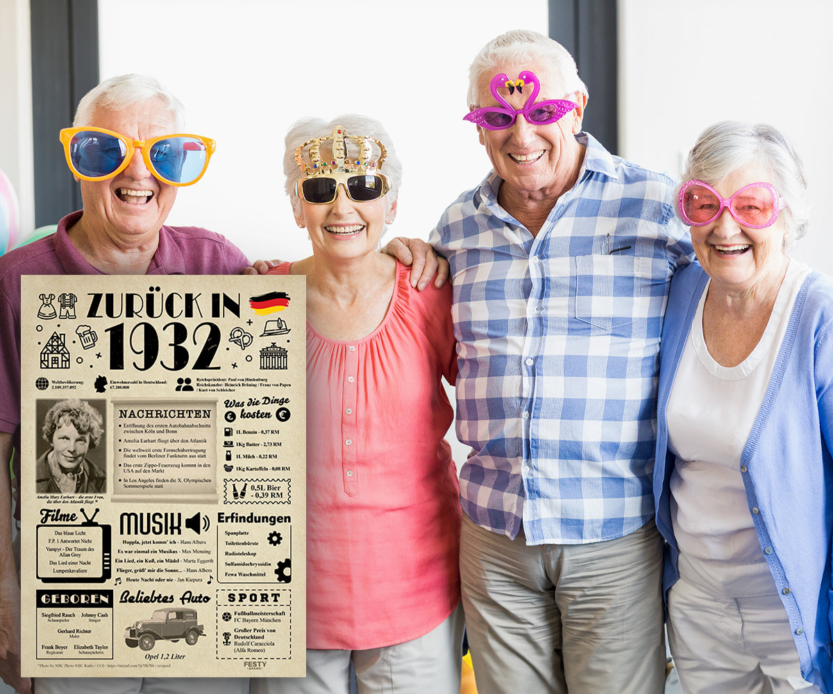 Geburtstagskarte zum 94. Geburtstag 1932 – Geschenk für Frauen und Männer