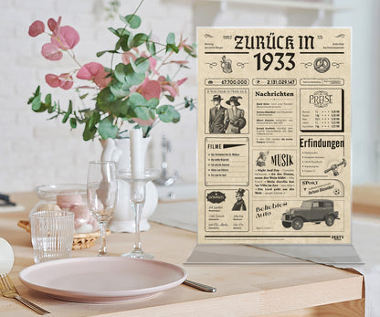 Geburtstagskarte zum 93. Geburtstag 1933 – Geschenk für Frauen und Männer