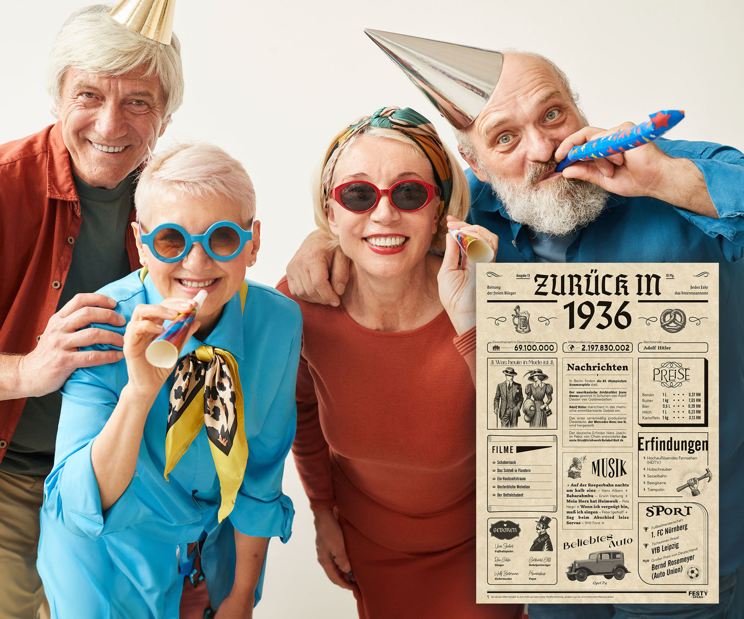 Geburtstagskarte zum 90. Geburtstag 1936 – Geschenk für Frauen und Männer
