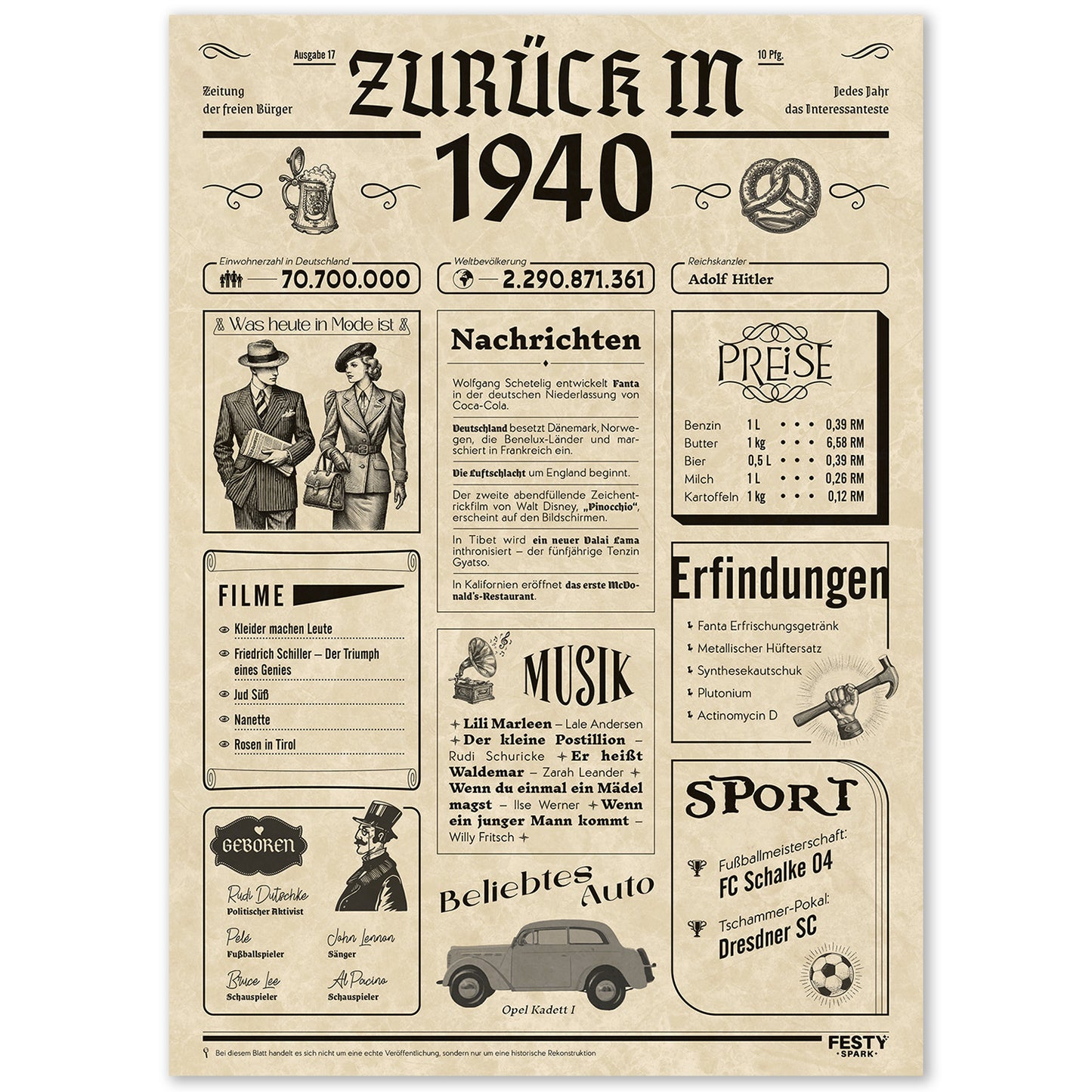 Geburtstagskarte zum 86. Geburtstag 1940 – Geschenk für Frauen und Männer
