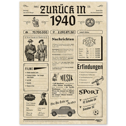 Geburtstagskarte zum 86. Geburtstag 1940 – Geschenk für Frauen und Männer