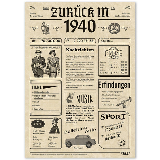Geburtstagskarte zum 86. Geburtstag 1940 – Geschenk für Frauen und Männer