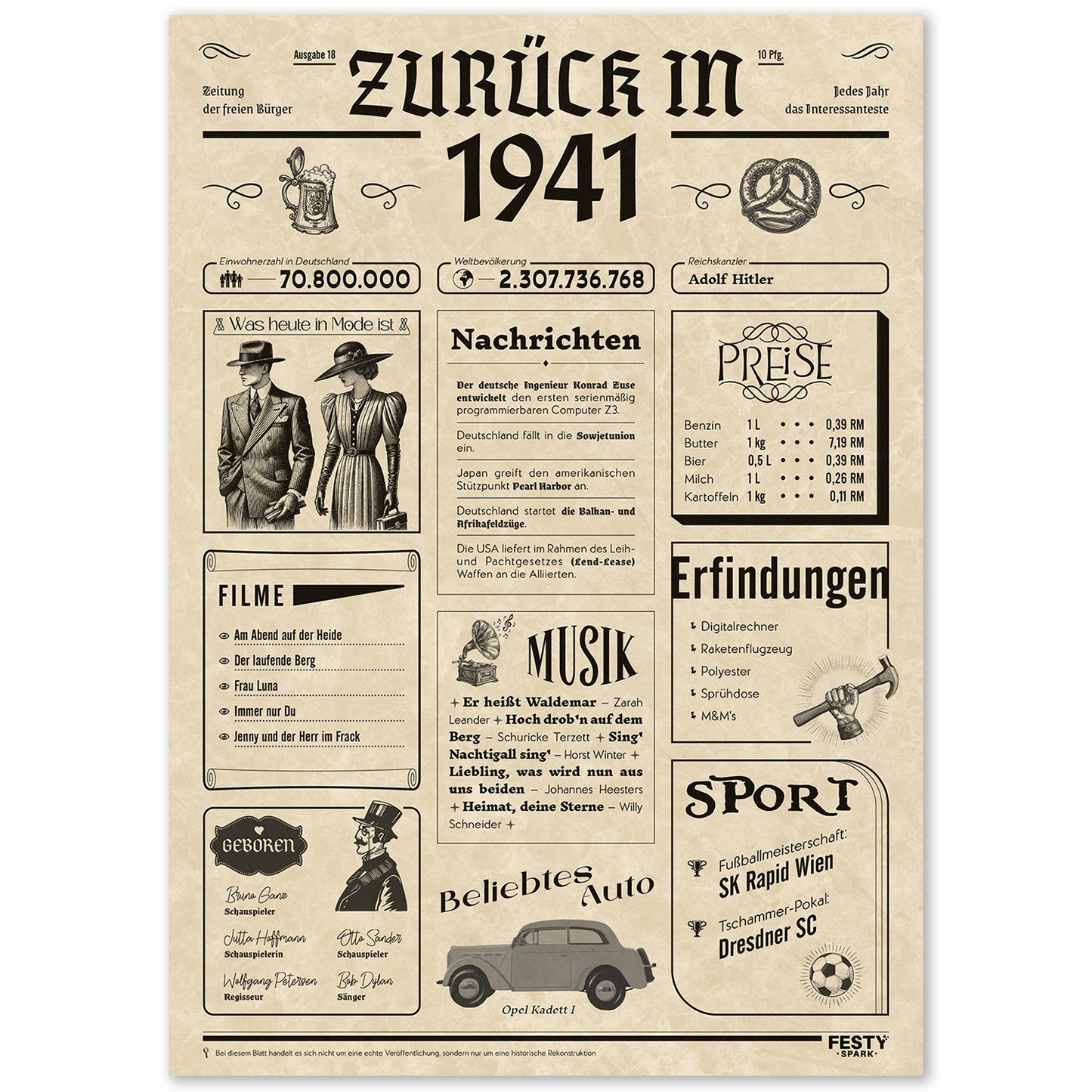 Geburtstagskarte zum 85. Geburtstag 1941 – Geschenk für Frauen und Männer