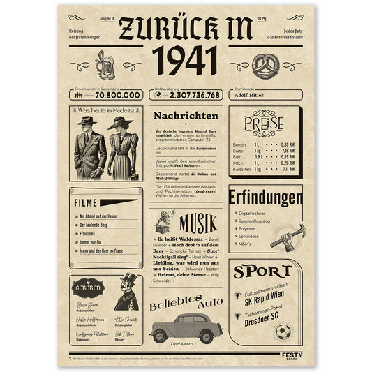 Geburtstagskarte zum 85. Geburtstag 1941 – Geschenk für Frauen und Männer