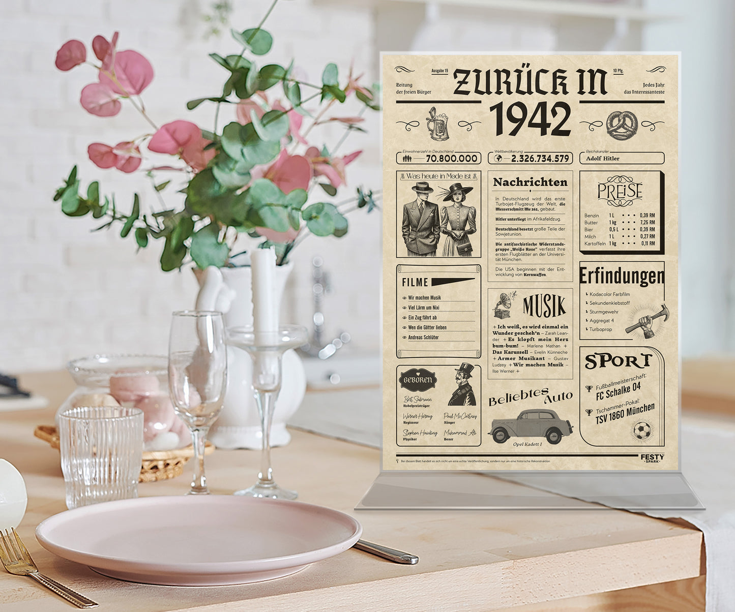 Geburtstagskarte zum 84. Geburtstag 1942 – Geschenk für Frauen und Männer