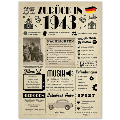 Geburtstagskarte zum 83. Geburtstag 1943 – Geschenk für Frauen und Männer