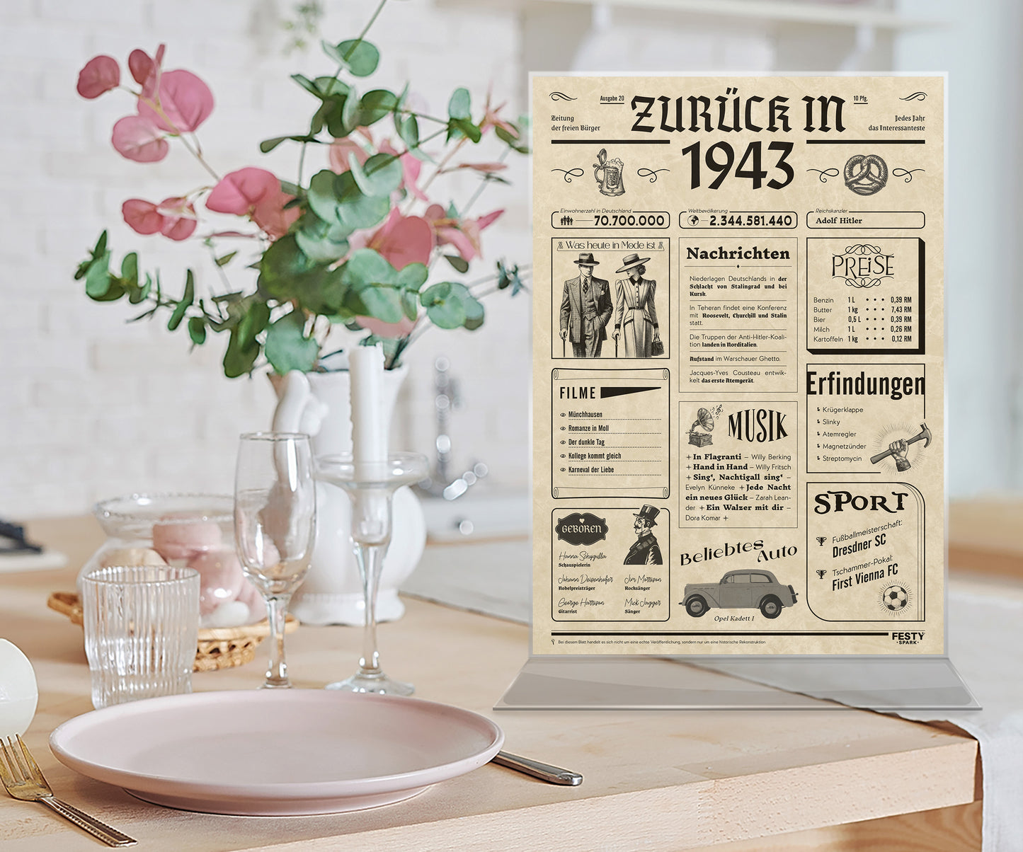 Geburtstagskarte zum 83. Geburtstag 1943 – Geschenk für Frauen und Männer