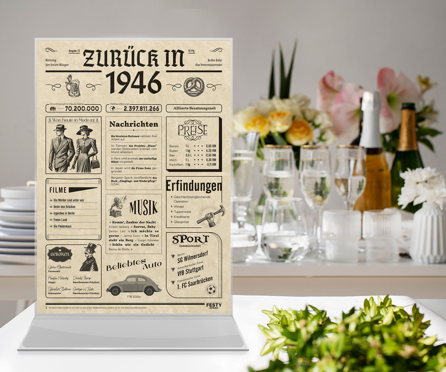 Geburtstagskarte zum 80. Geburtstag 1946 – Geschenk für Frauen und Männer