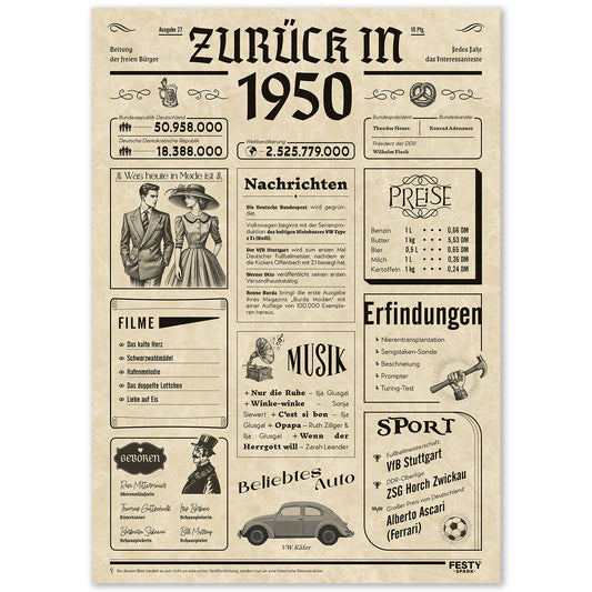 Geburtstagskarte zum 76. Geburtstag 1950 – Geschenk für Frauen und Männer