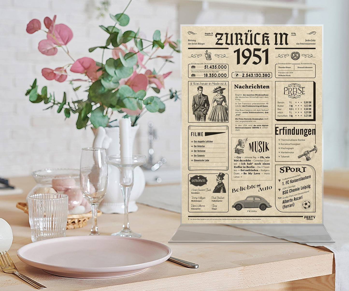 Geburtstagskarte zum 75. Geburtstag 1951 – Geschenk für Frauen und Männer