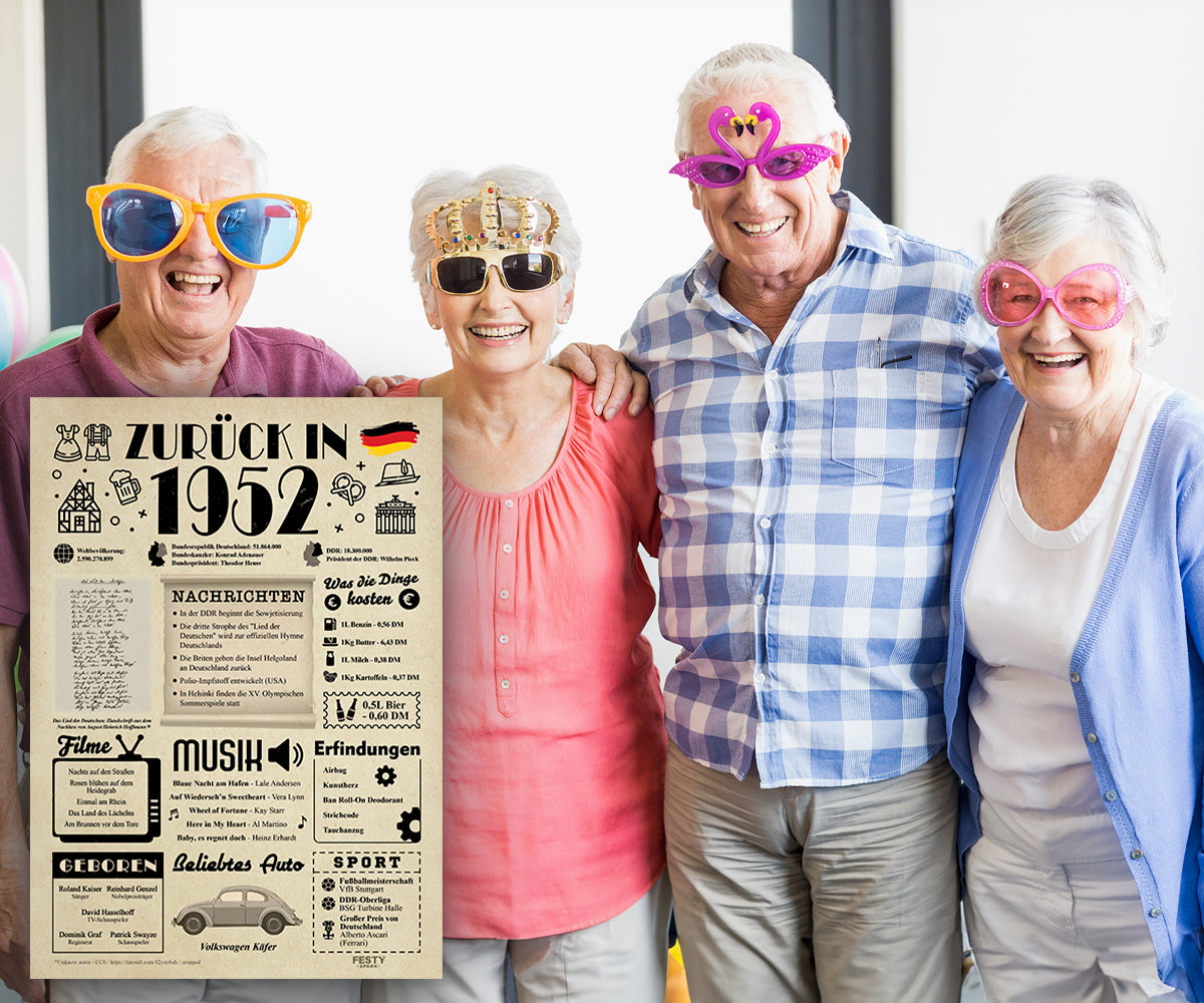 Geburtstagskarte zum 74. Geburtstag 1952 – Geschenk für Frauen und Männer
