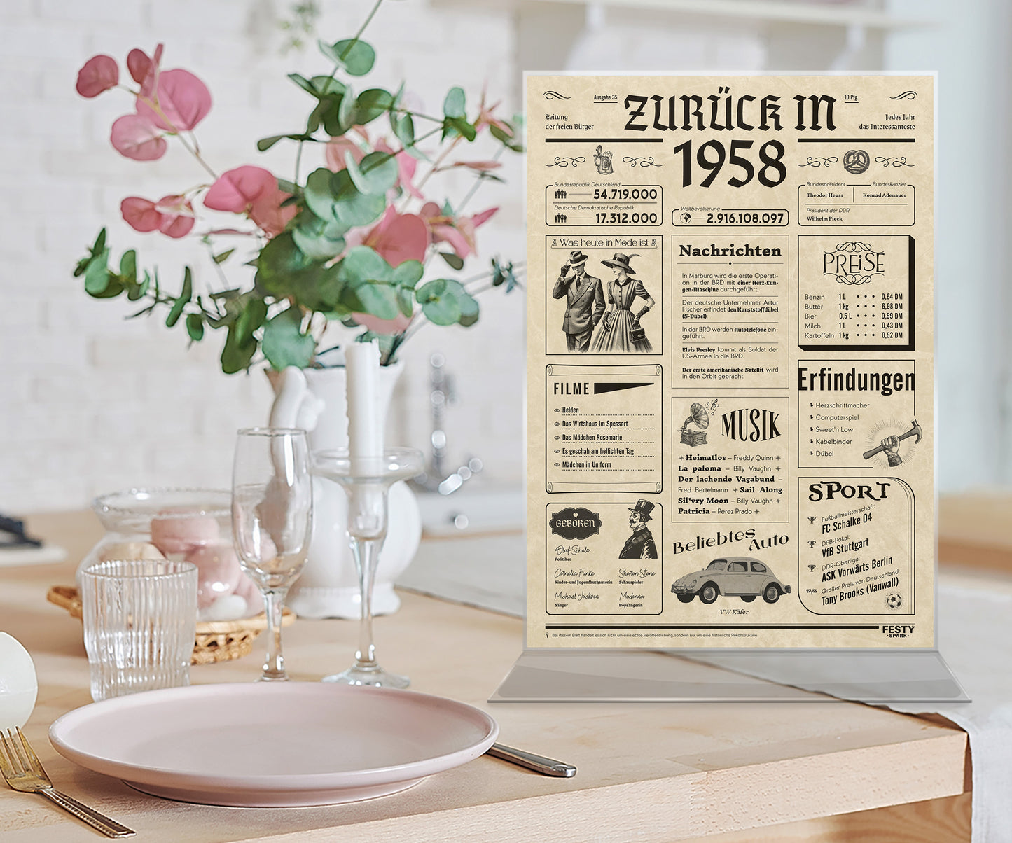 Geburtstagskarte zum 68. Geburtstag 1958 – Geschenk für Frauen und Männer
