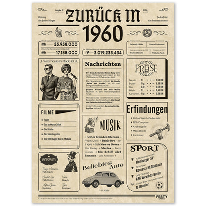 Geburtstagskarte zum 66. Geburtstag 1960 – Geschenk für Frauen und Männer