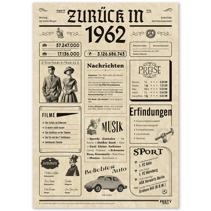 Geburtstagskarte zum 64. Geburtstag 1962 – Geschenk für Frauen und Männer