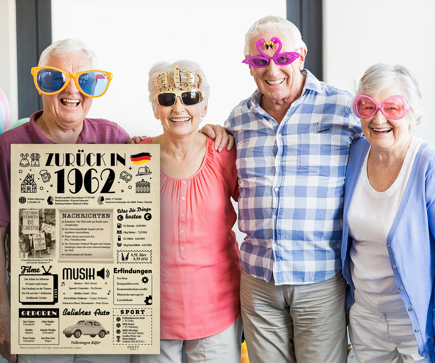 Geburtstagskarte zum 64. Geburtstag 1962 – Geschenk für Frauen und Männer