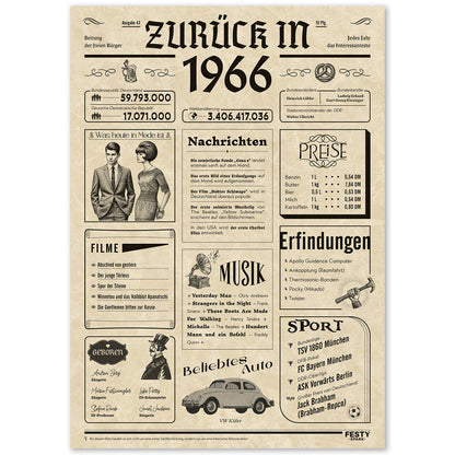 Geburtstagskarte zum 60. Geburtstag 1966 – Geschenk für Frauen und Männer