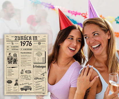 Geburtstagskarte zum 50. Geburtstag 1976 – Geschenk für Frauen und Männer