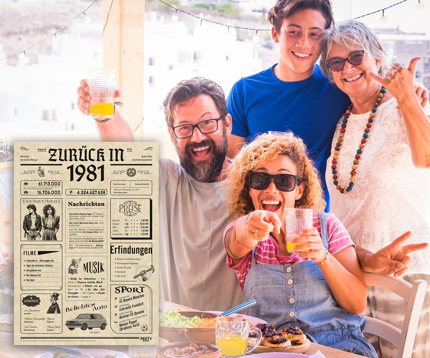 Geburtstagskarte zum 45. Geburtstag 1981 – Geschenk für Frauen und Männer