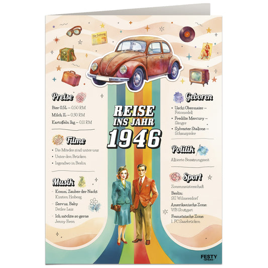 Geburtstagskarte zum 80. Geburtstag – Jahrgang 1946